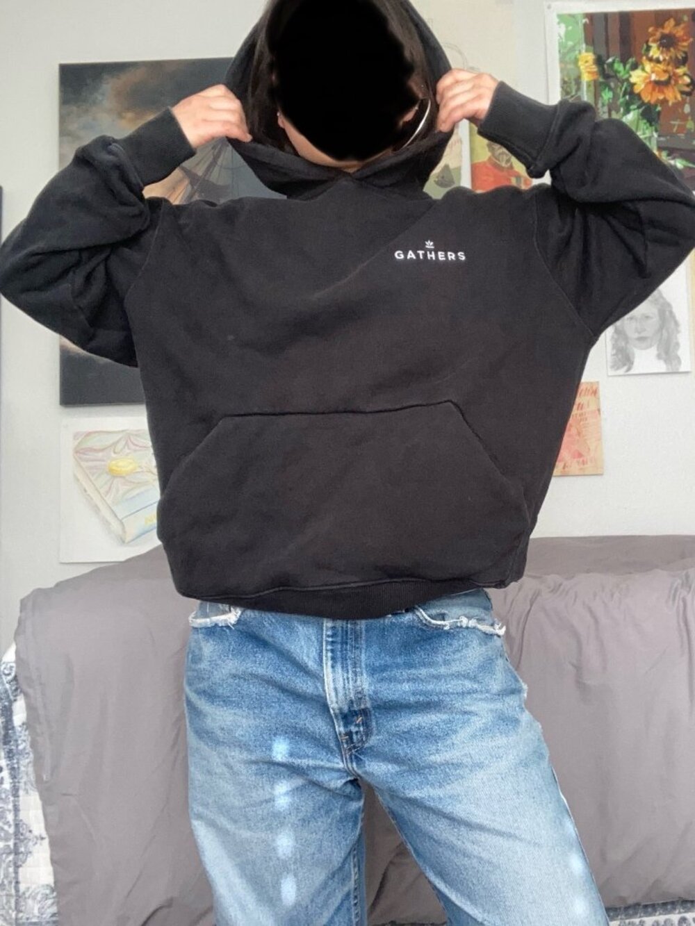 Thick Heavy Weight Black Baggy Hoodie